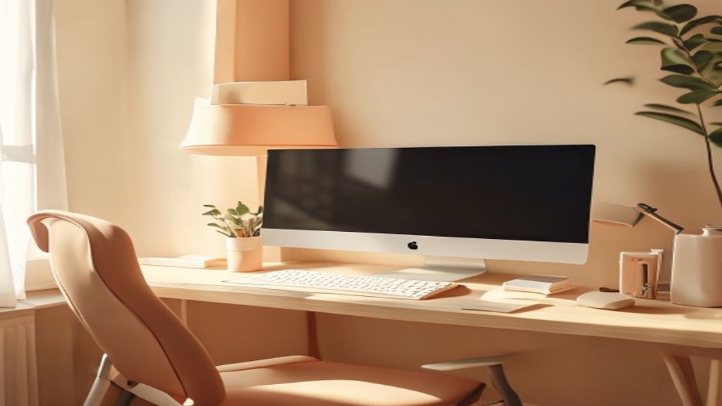 Välorganiserad arbetsstasjon med ergonomisk möblering och rätt belysning